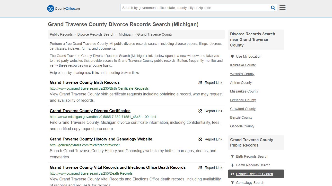 Divorce Records Search - Grand Traverse County, MI (Divorce ...